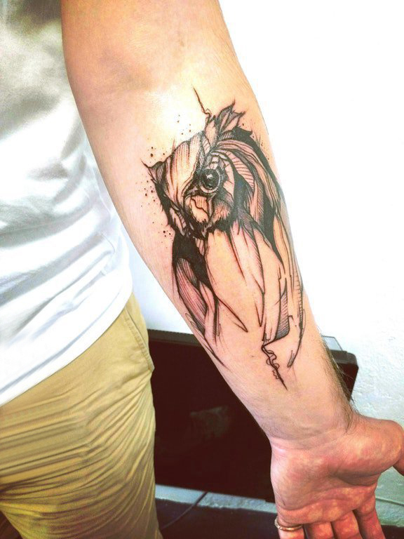 猫头鹰纹身 男生手臂经典猫头鹰纹身图片