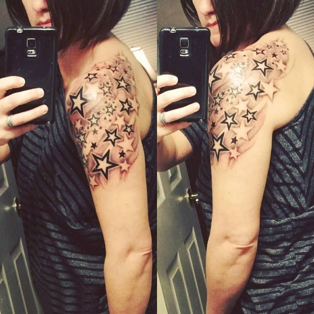 胳膊星星纹身 女生手臂上星星纹身图片