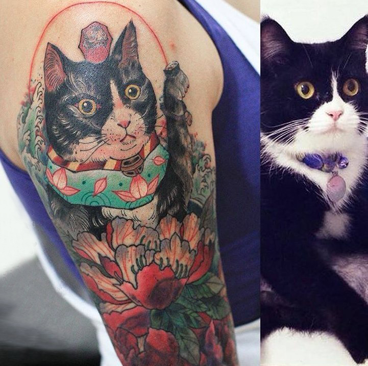 小猫咪纹身 女生手臂上小猫咪纹身图片