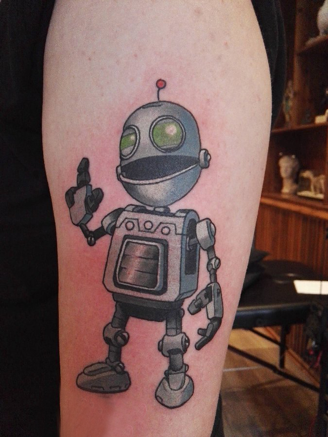 机器人纹身 男生手臂上彩色的机器人纹身图片