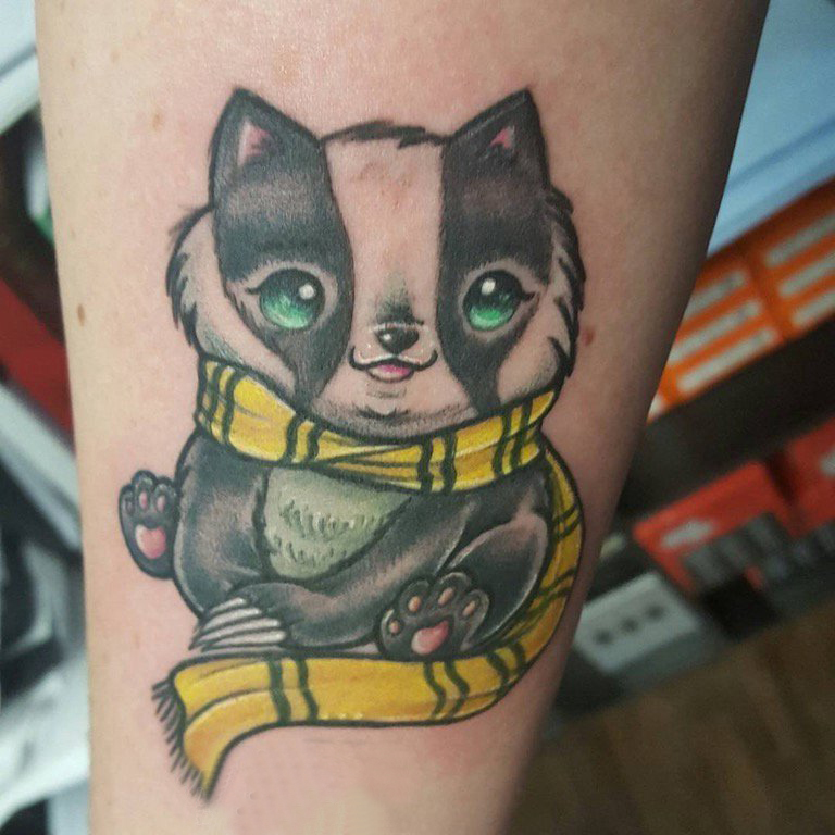百乐动物纹身 女生小腿上彩色的小动物纹身图片