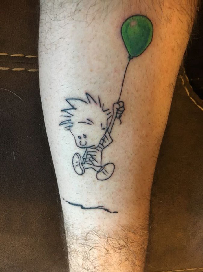 卡通可爱纹身图案 男生小腿上简单的卡通人物纹身图片