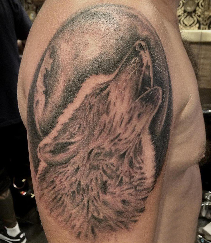 狼头纹身图片 男生手臂上狼头纹身图片