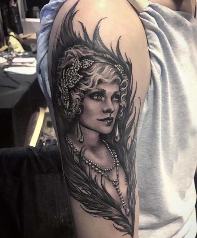 女生人物纹身 女生手臂上女生人物纹身图片