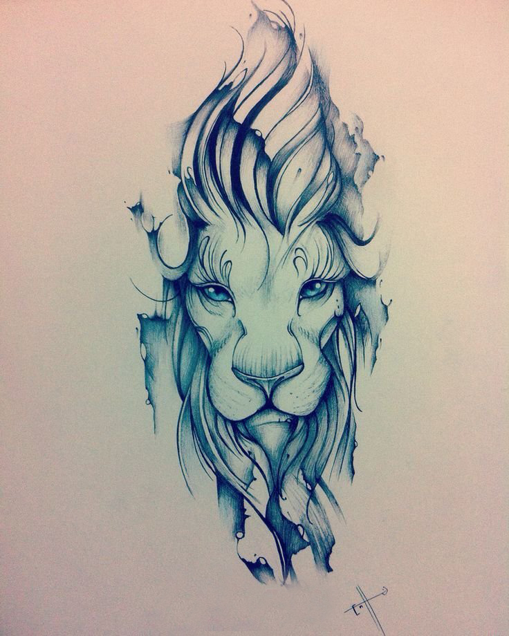 狮子头纹身手稿 素描纹身狮子头纹身手稿