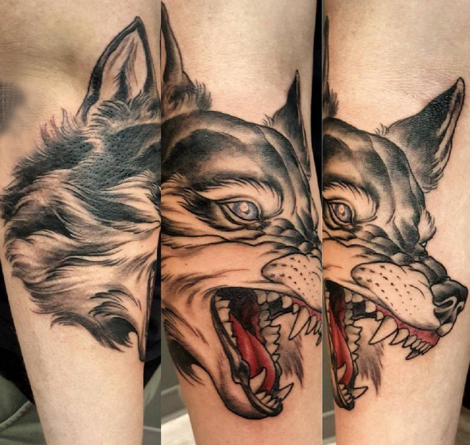 狼头纹身图片 男生手臂上狼头纹身霸气图片