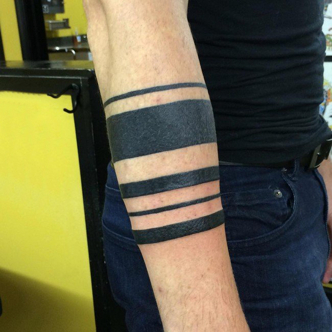 多款手臂上黑色线条素描点刺技巧几何元素创意经典袖章纹身图案
