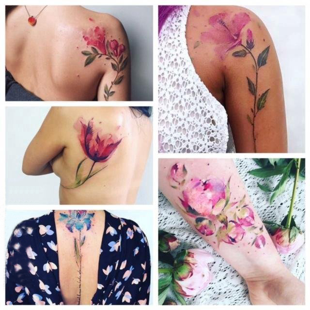 文艺花朵纹身 女生手臂上文艺花朵纹身素描图片