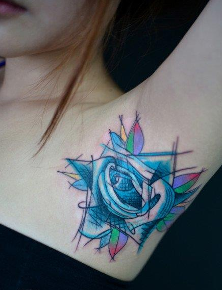 手臂漂亮精巧的玫瑰花纹身图案