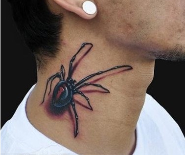酷黑立体蜘蛛纹身图案