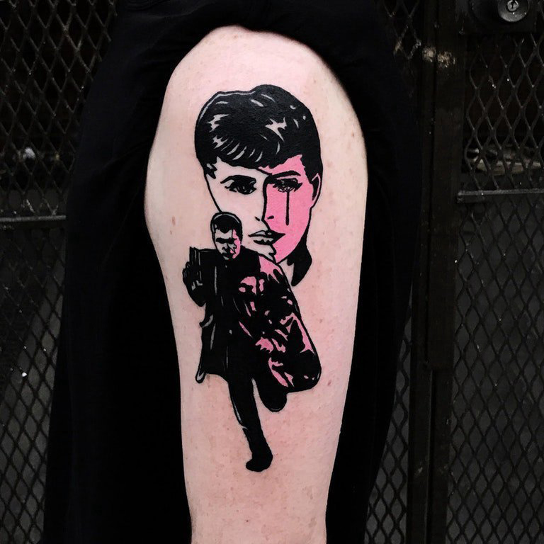 人物肖像纹身 男生手臂上人物肖像纹身素描图案