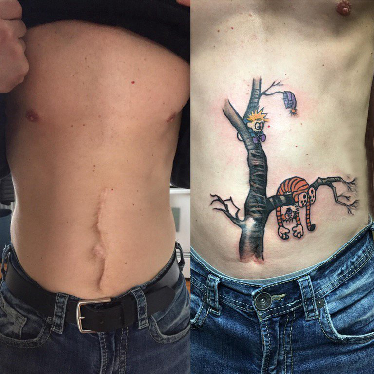 纹身覆盖 男生腹部彩绘的卡通纹身图片