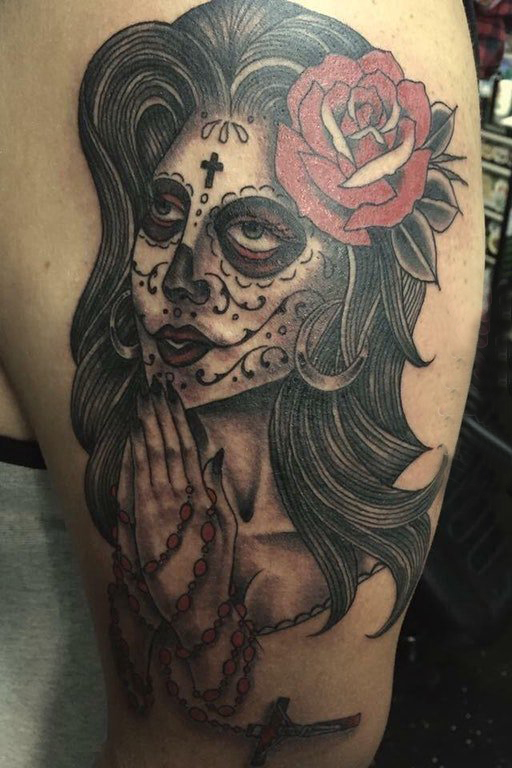 女生人物纹身图案 女生大腿上彩色纹身女生人物纹身图案