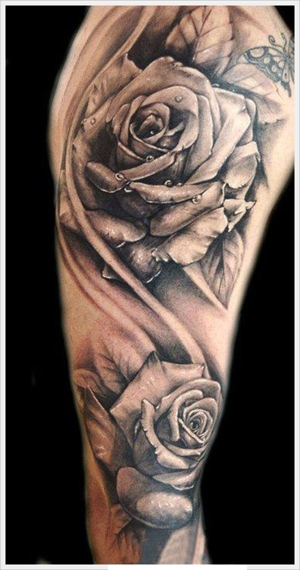 欧美玫瑰纹身 男生手臂上玫瑰纹身图片