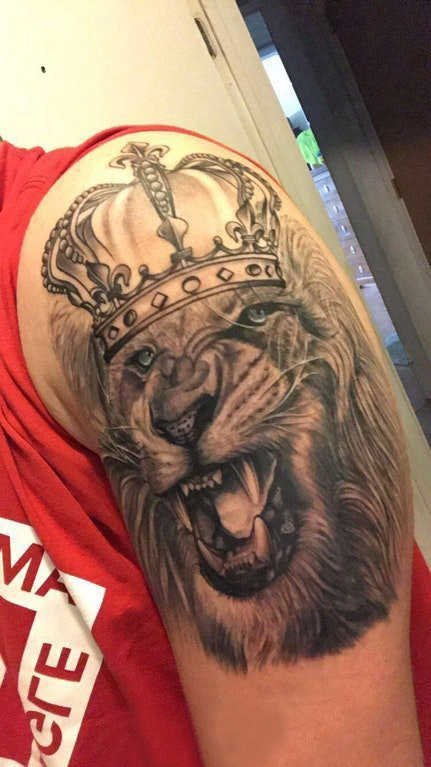 狮子头纹身图片 男生手臂上狮子纹身图案