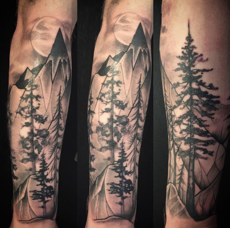 松树纹身 男生手臂上树纹身图片