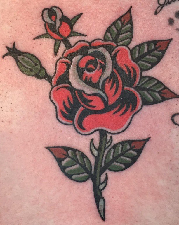 文艺花朵纹身 女生背部玫瑰纹身图片