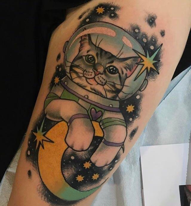 小清新猫咪纹身 女生手臂上小猫咪纹身图片
