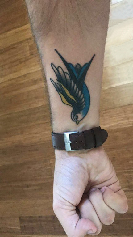 纹身鸟 男生手腕上小鸟纹身图案