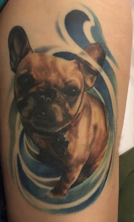 小狗纹身图案 女生大腿上小狗纹身图案