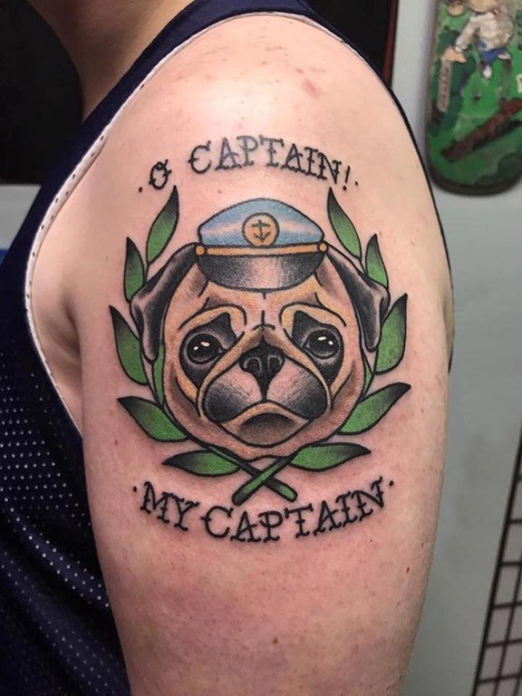 狗纹身 男生手臂上小狗纹身图案