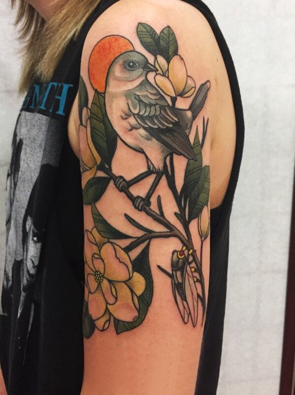 纹身鸟 女生手臂上小鸟纹身图案