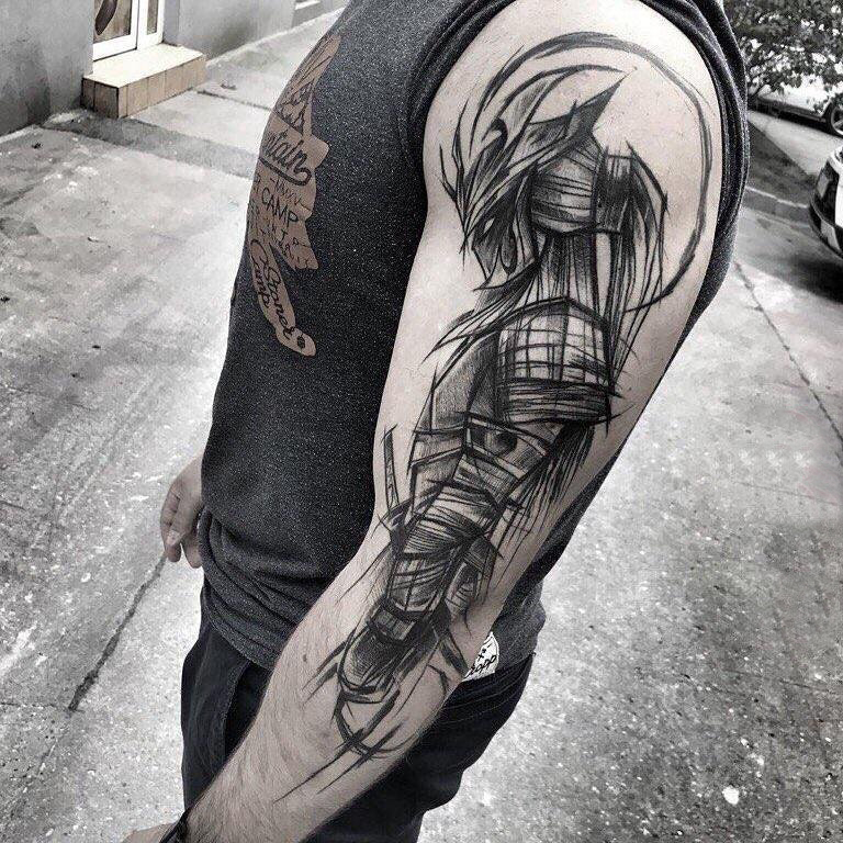 武士纹身 男生手臂上霸气的武士纹身图片