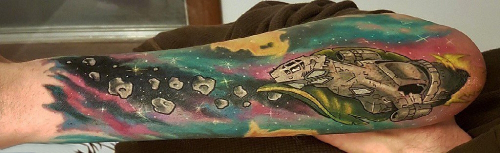 原宿星空纹身 男生手臂上星空纹身图片