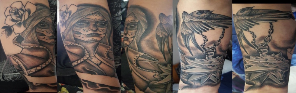 女性人物纹身图案 男生手臂上人物纹身图片