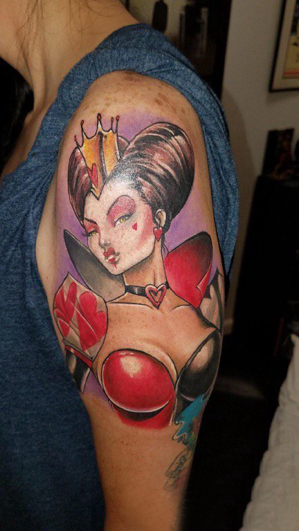 人物肖像纹身 女生手臂上女性人物纹身图案