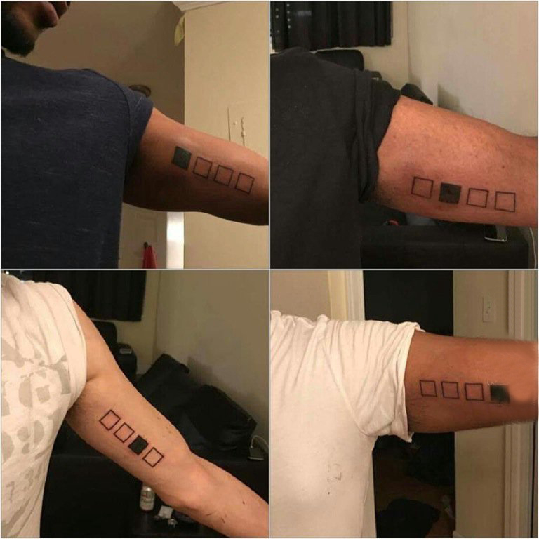 几何纹身 男生手臂上正方形纹身图片