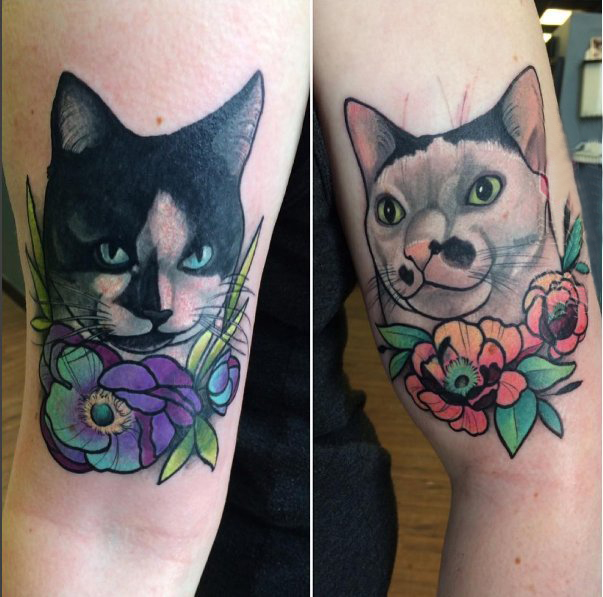 猫咪纹身简单 男生手臂上小猫咪纹身图片