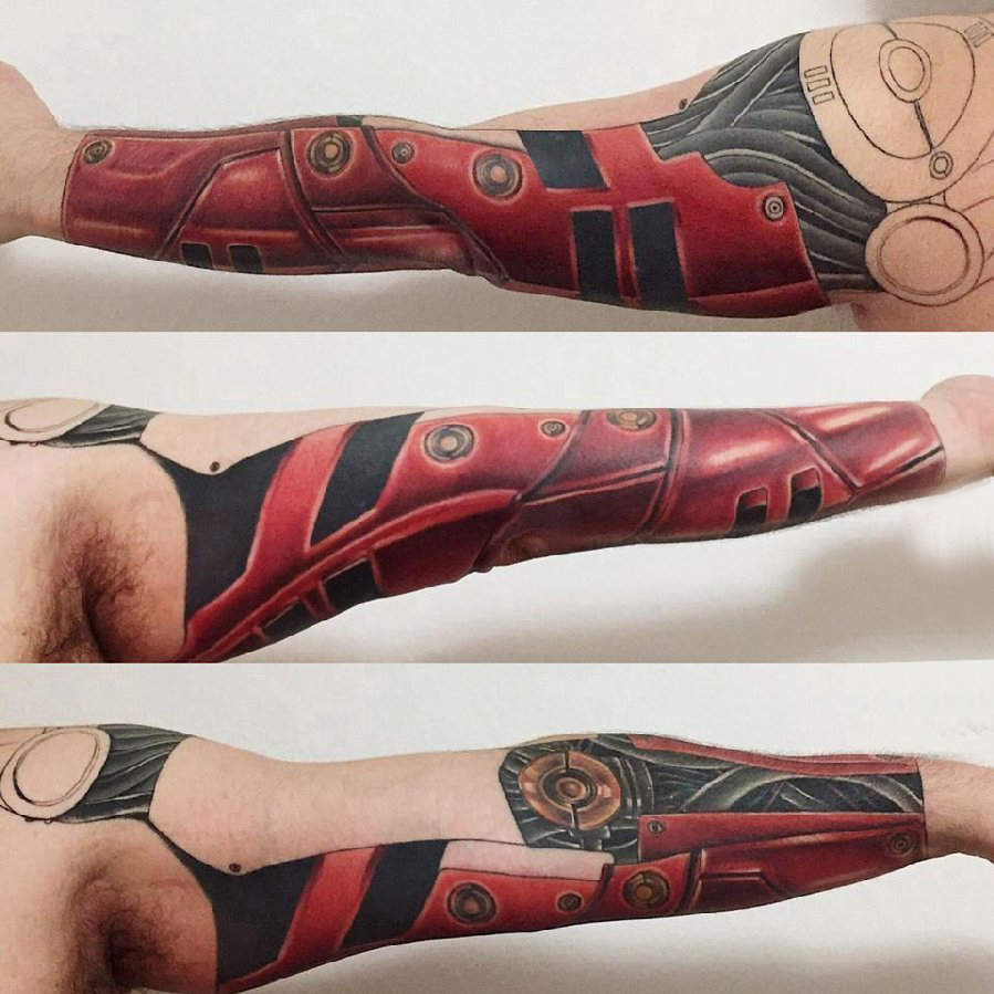 机械纹身 男生手臂上机械纹身图片