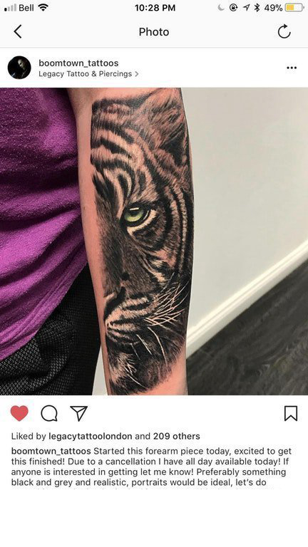 老虎图腾纹身 男生手臂上老虎图腾纹身图片