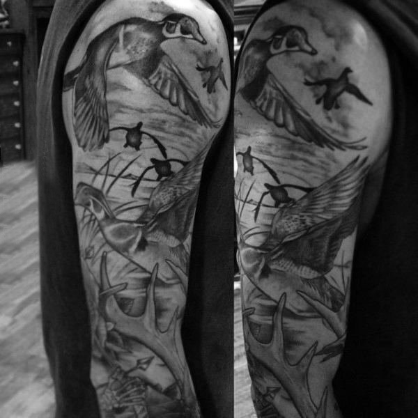 麋鹿角纹身 多款黑灰纹身点刺技巧麋鹿角纹身图案