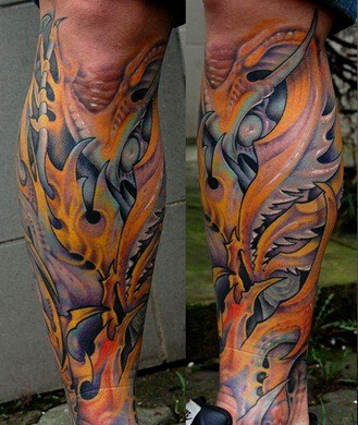 创意抽象腿部纹身