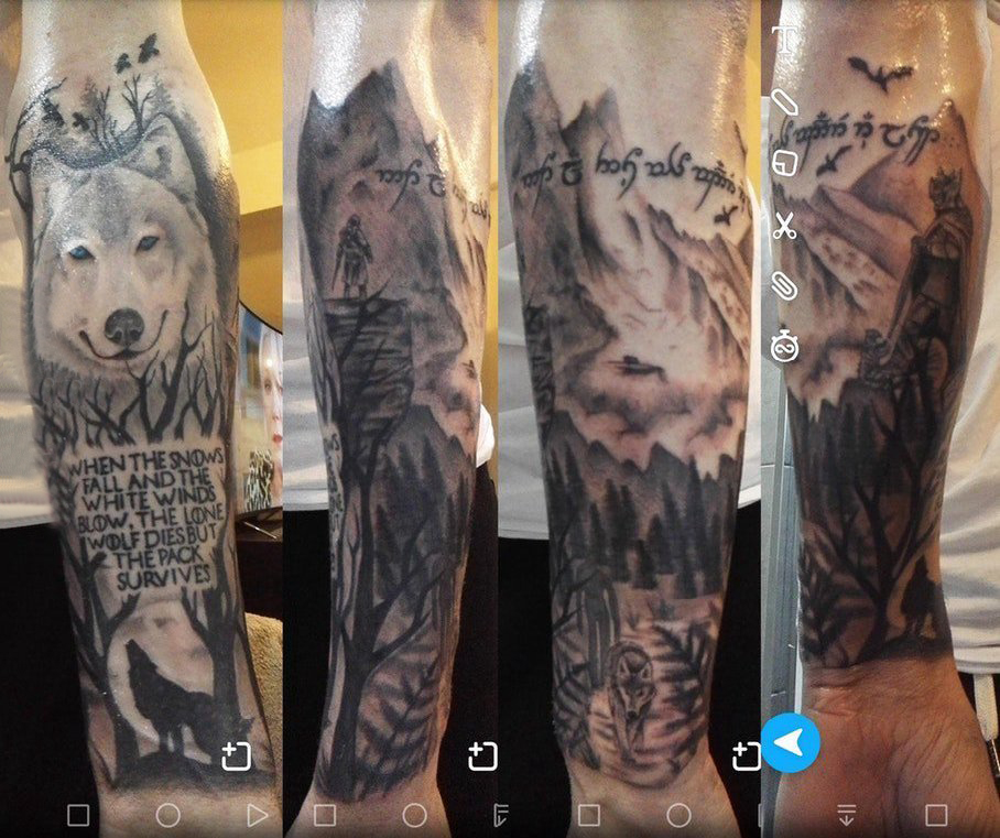 狼纹身 男生手臂上狼头纹身图片