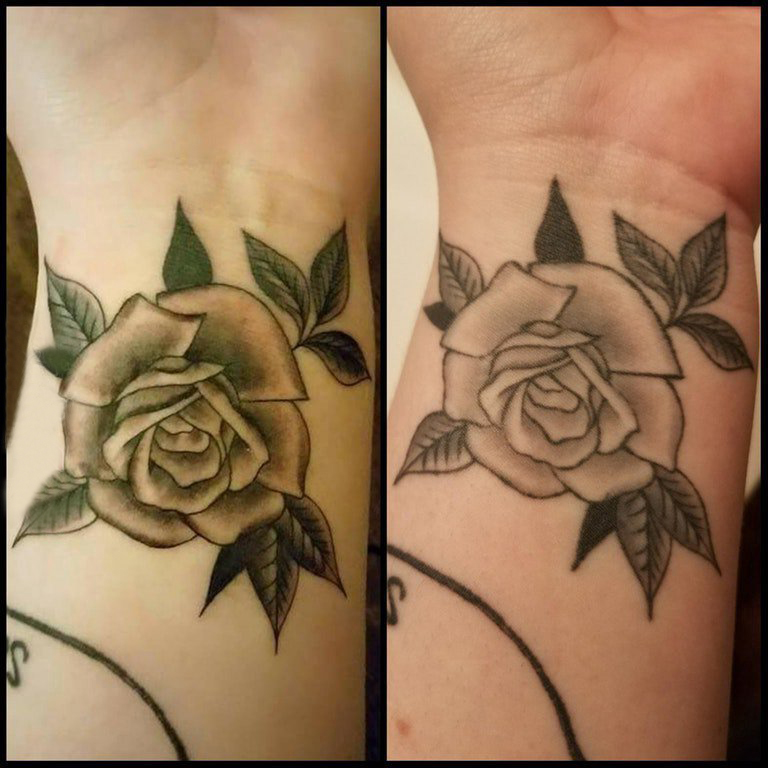 纹身 小玫瑰 女生手腕上欧美玫瑰纹身图片
