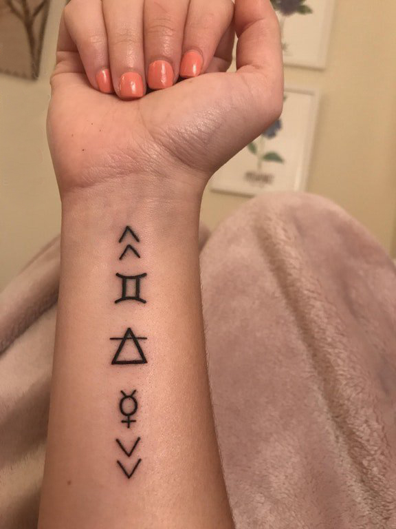 纹身符号 女生手臂上黑色的符号纹身图片