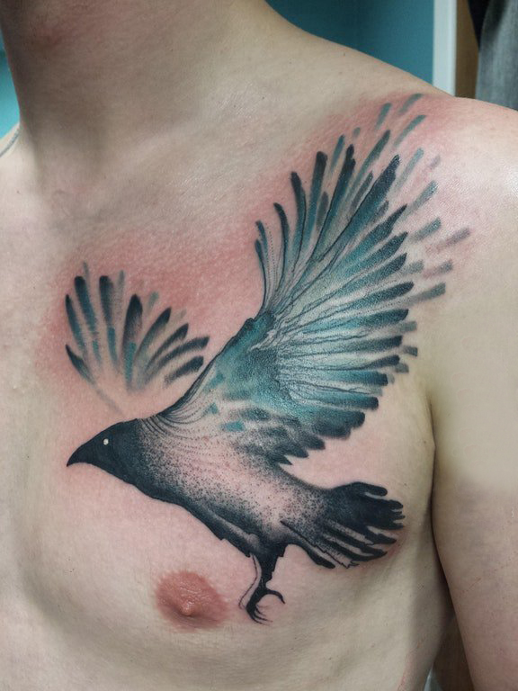纹身鸟 男生胸部小鸟纹身图案