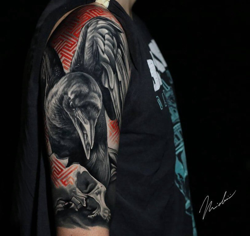 百乐动物纹身 男生手臂上百乐动物纹身图片