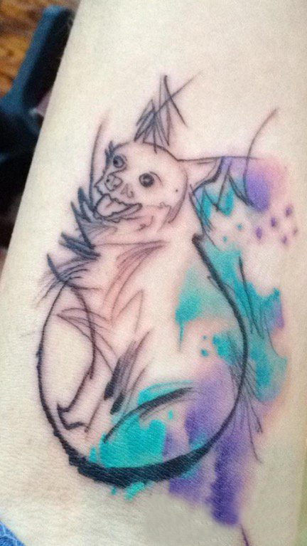 小狗纹身图片 女生大腿上小狗纹身图片