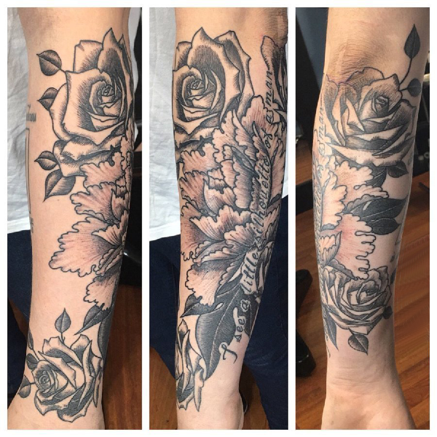 文艺花朵纹身 女生手臂上玫瑰纹身图片
