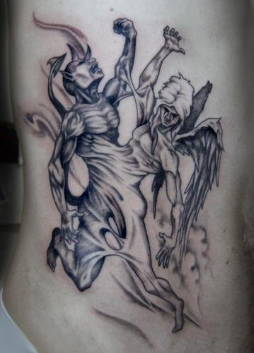恶魔纹身简单 多款黑灰纹身点刺技巧大恶魔纹身图案