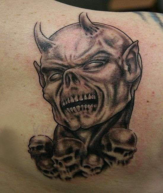恶魔纹身简单 多款黑灰纹身点刺技巧大恶魔纹身图案