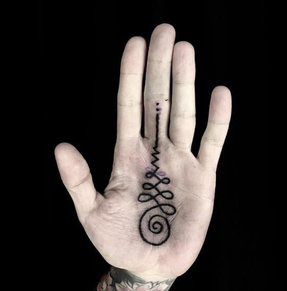 手掌小纹身 多款简单线条纹身素描手掌纹身图案
