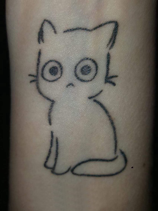 小清新猫咪纹身 女生手腕上小猫咪纹身图片