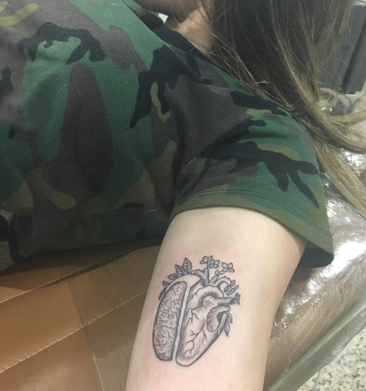 心脏纹身图案 女生手臂上心脏纹身图案