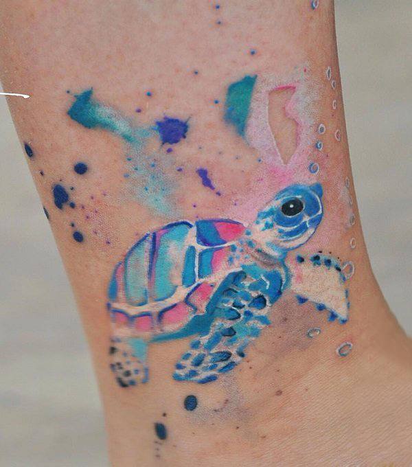 乌龟纹身图案 多款彩色渐变纹身素描乌龟纹身图案