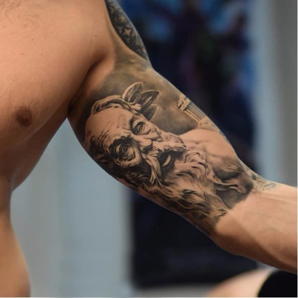 人物纹身图案 多款点刺纹身黑灰人物纹身图案